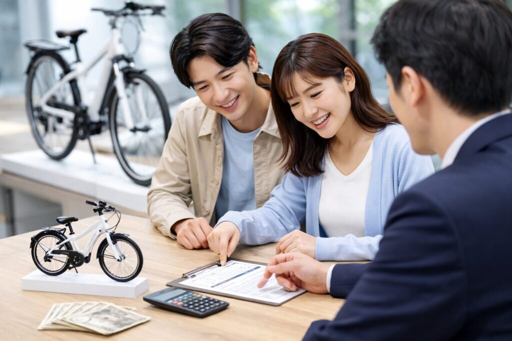 電動自転車を紹介するテレビショッピングのイメージ